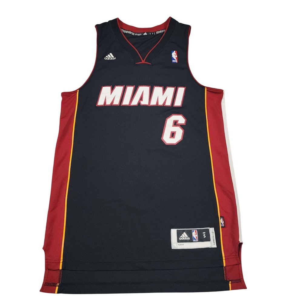 LeBron James Miami Heat Jersey Mens S Black #6 Adidas Swingman NBA Basketball +2